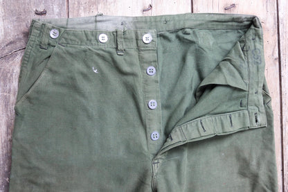 Vintage 1940s 50s Swedish military workwear trousers - utility chore pants - buckle back - 34” x 30”