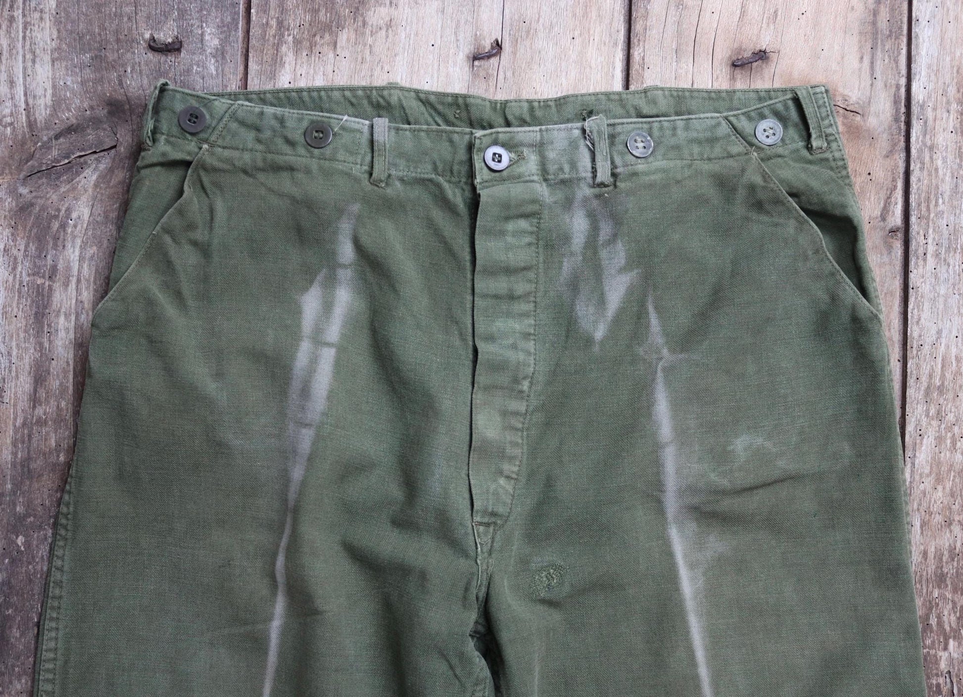 Vintage 1940s 1950s Swedish military workwear trousers - cotton twill utility pants - buckle back - 34” x 29”