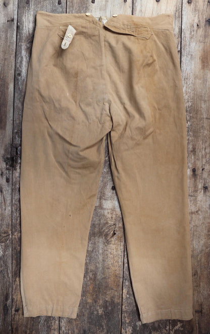 Vintage 1900s 10s French officers trousers - antique military pants - 39” x 30” - buckle back - bone buttons