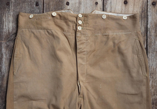 Vintage 1900s 10s French officers trousers - antique military pants - 39” x 30” - buckle back - bone buttons