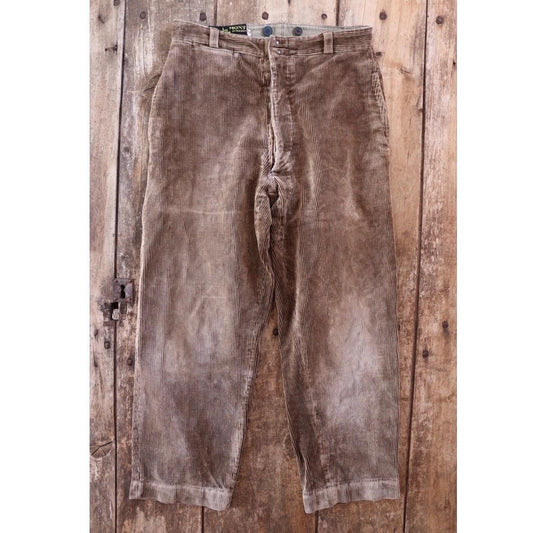 Vintage 1940s French workwear trousers - brown corduroy chore pants - Le Mont St Michel - 31” x 27”