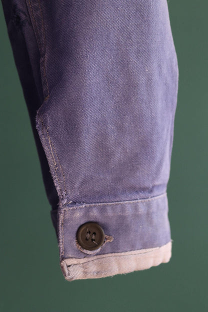 Vintage French blue workwear jacket - 1960s chore coat - cotton twill - 40” chest - bleu de travail
