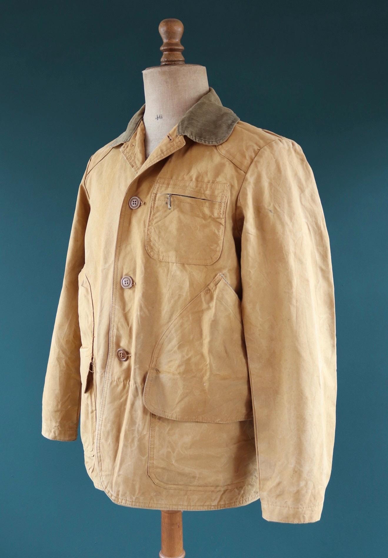 Vintage 1960s LL Bean workwear jacket - canvas hunting coat - Talon zipper - script label - 45” chest