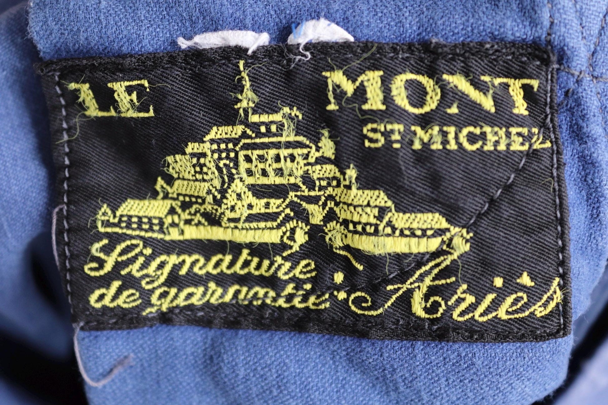 Vintage 1930s 40s French workwear trousers - Le Mont St Michel chore pants - blue moleskin - darned and repaired - 31” x 25”