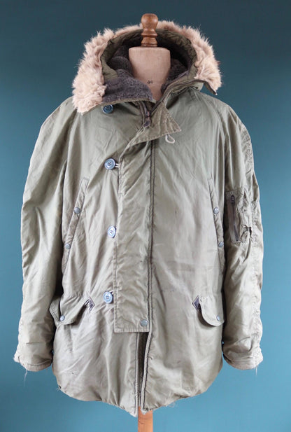 Vintage 1970s USAF N3B parka - US Air Force green snorkel jacket - 58” chest - extreme cold weather - Vietnam era