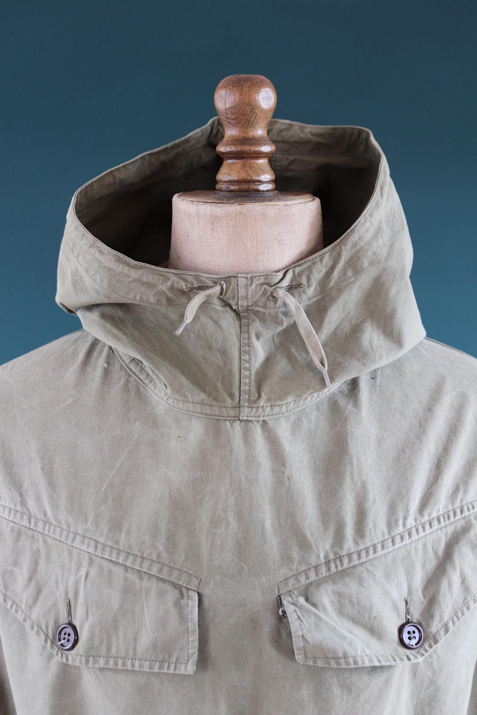 Vintage 1940s 50s French army smock - military anorak - M47 - 54” chest
