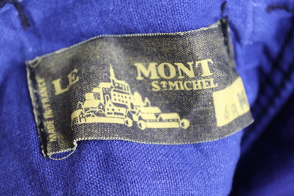 Vintage 1960s 70s French moleskin trousers - blue cotton workwear - chore pants - Le Mont St Michel - 31” x 23”