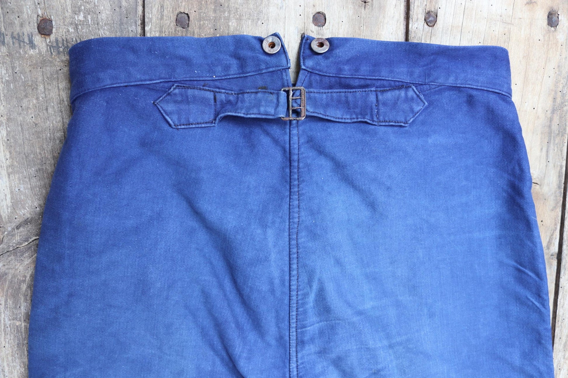 Vintage 1940s 50s French workwear trousers - moleskin chore pants - buckle back - 32” x 25”