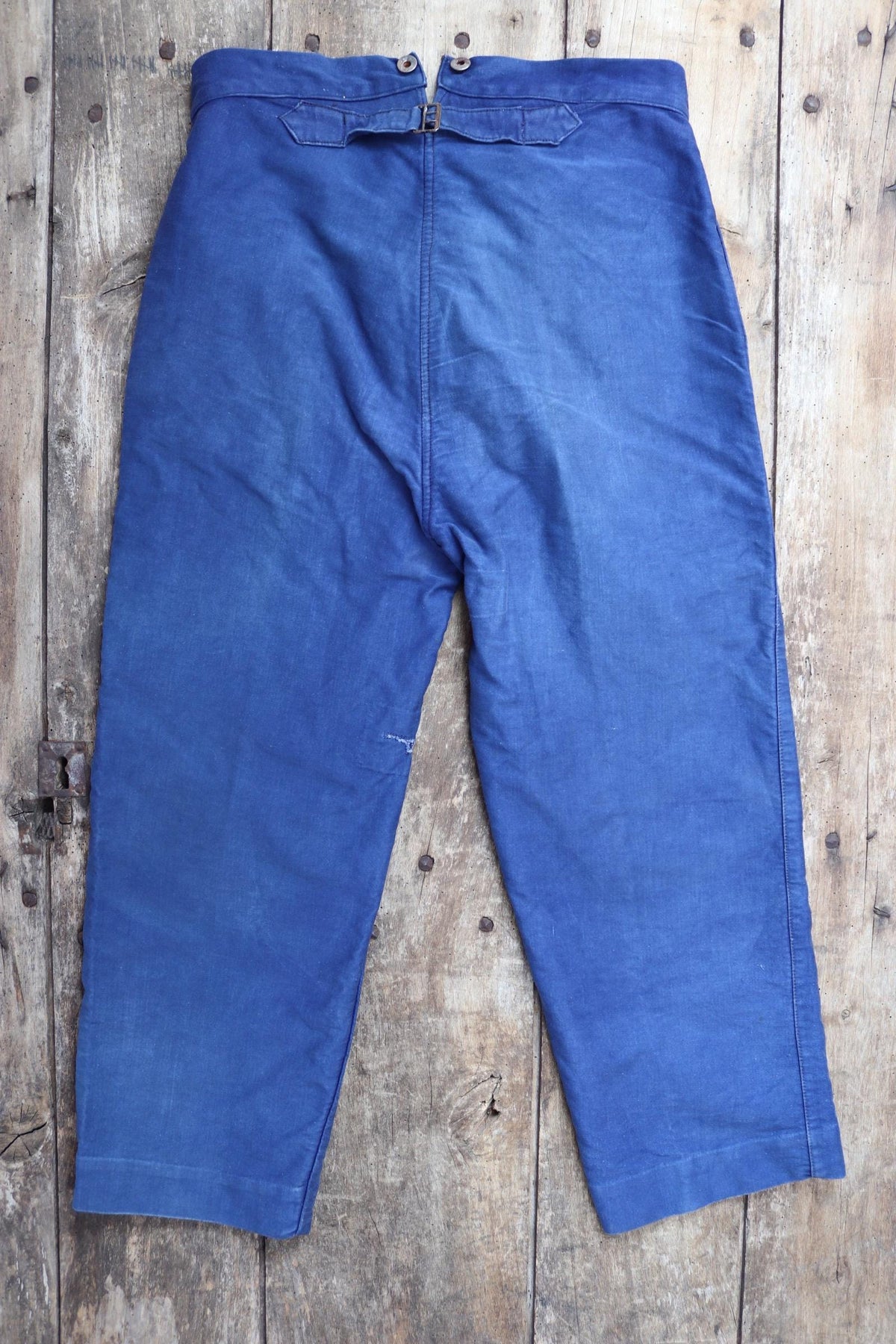 Vintage 1940s French workwear trousers - moleskin chore pants - 1940s buckle back - 32” x 25”