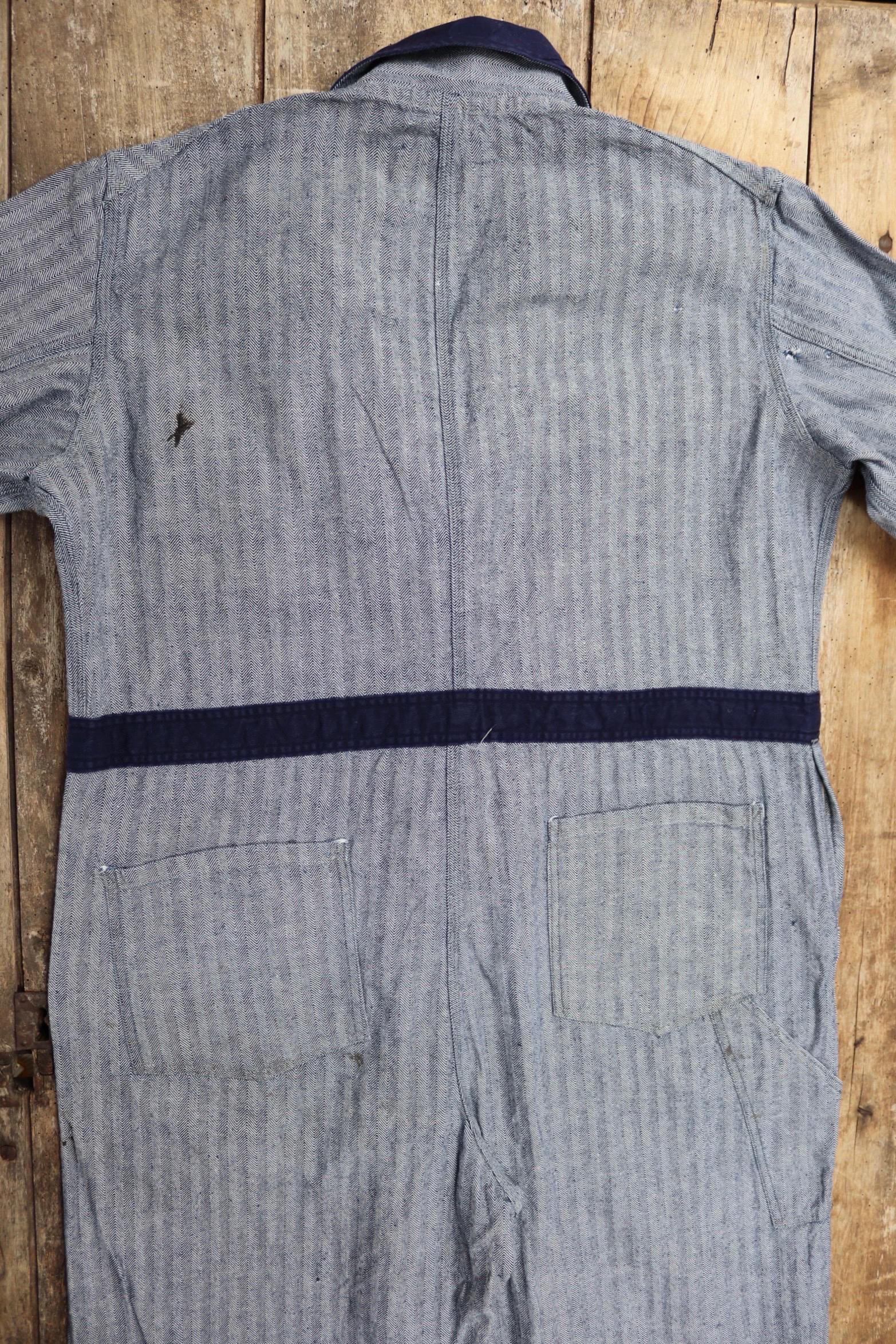 Vintage 1960s workwear coveralls - herringbone denim overalls - 46” x 39” x 32” - mechanic boiler suit - Goodwood outfit