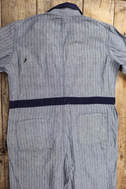 Vintage 1960s workwear coveralls - herringbone denim overalls - 46” x 39” x 32” - mechanic boiler suit - Goodwood outfit