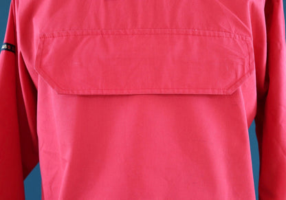 Vintage 1970s red smock - 1980s hiking anorak - 45” chest - for skiing or walking