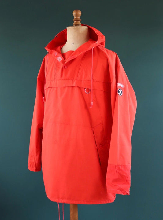 Vintage 1980s red Norwegian smock - hiking anorak - 53” chest - for walking or skiing