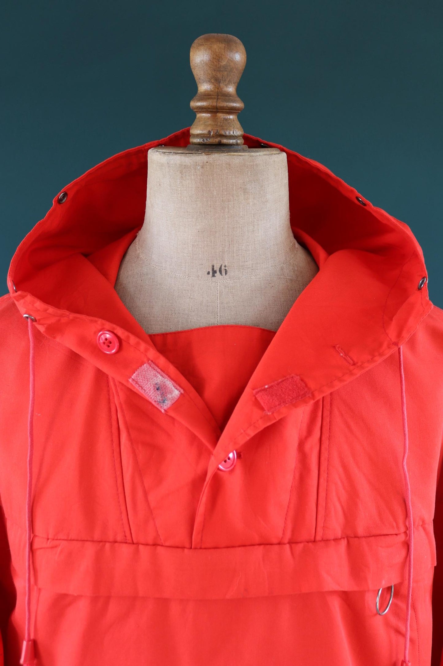 Vintage 1980s red Norwegian smock - hiking anorak - 53” chest - for walking or skiing