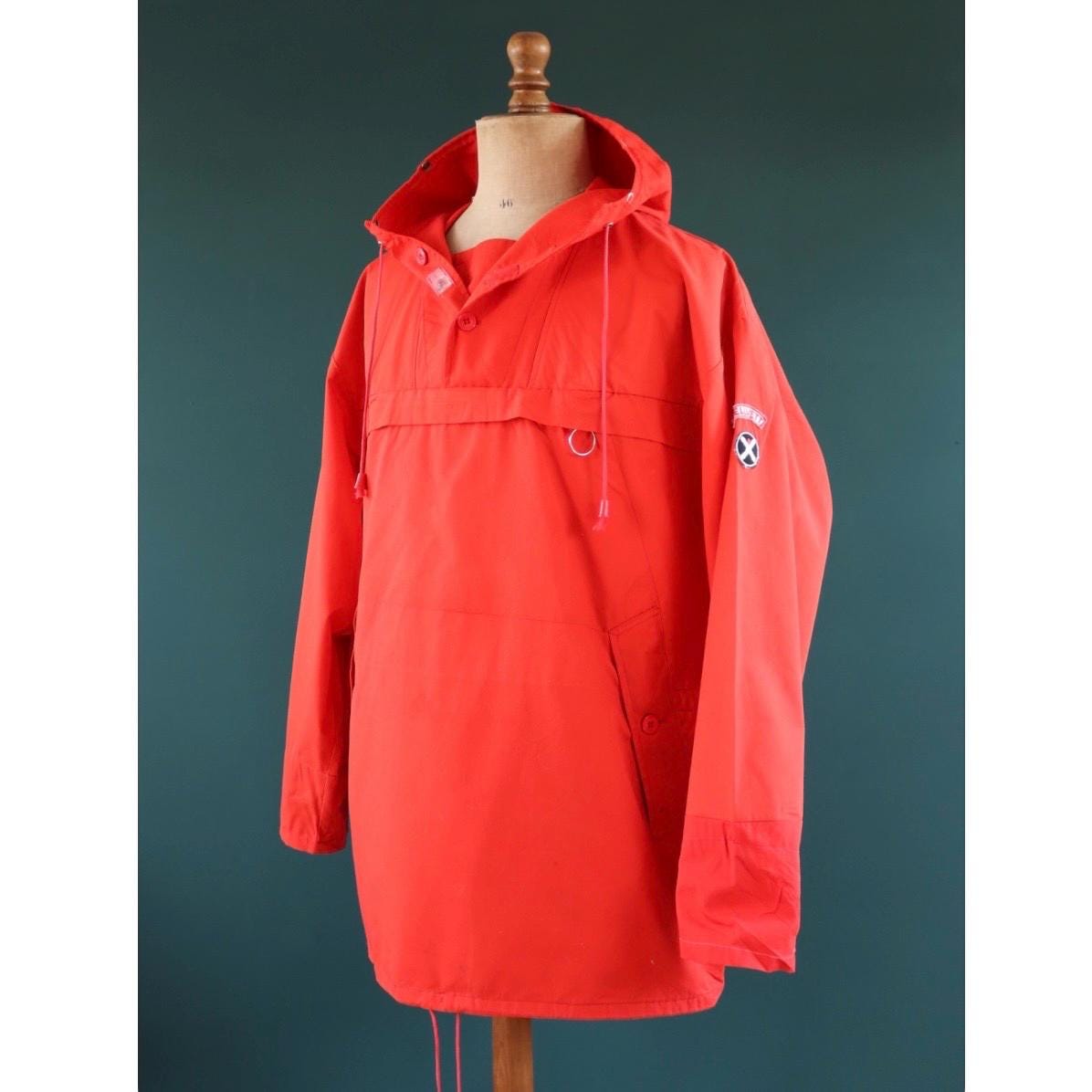 Vintage 1980s red Norwegian smock - hiking anorak - 53” chest - for walking or skiing