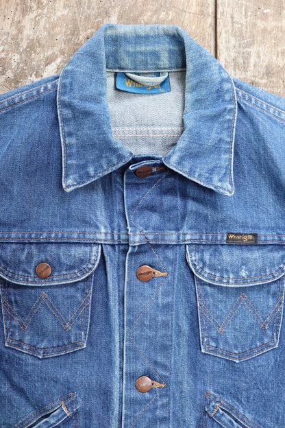Vintage 1980s Wrangler trucker jacket - 36" chest - denim workwear - whisker fade