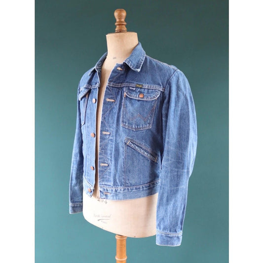 Vintage 1970s 80s Wrangler denim jacket - 39" chest - faded workwear