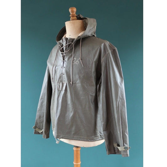 Vintage 1960s 70s Italian navy smock - foul weather anorak - military parka - sailor workwear - 52” chest