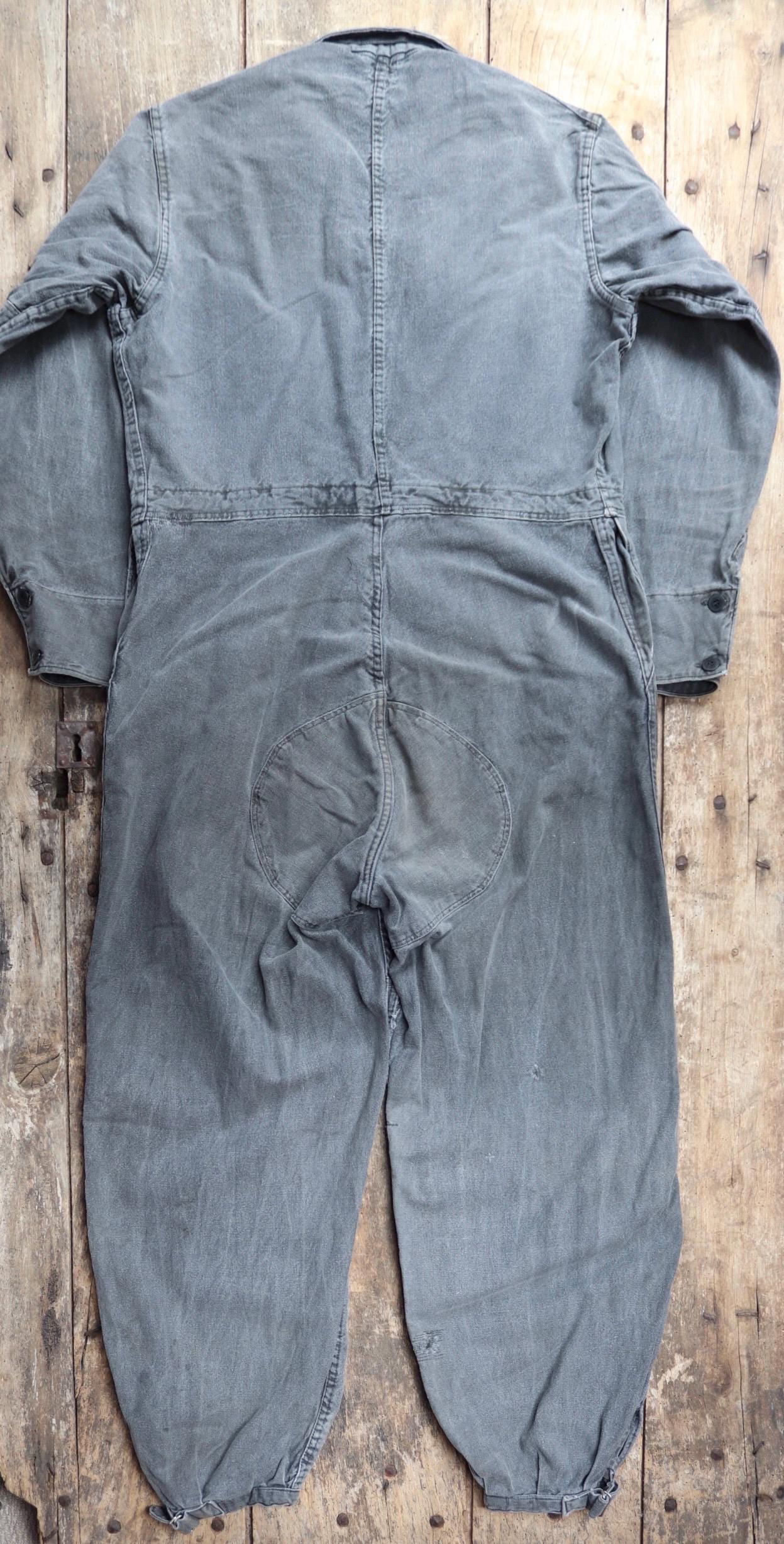 Vintage 1950s Swedish workwear coveralls - black cotton overalls - military tank crew mechanic - 46” x 38” x 29”