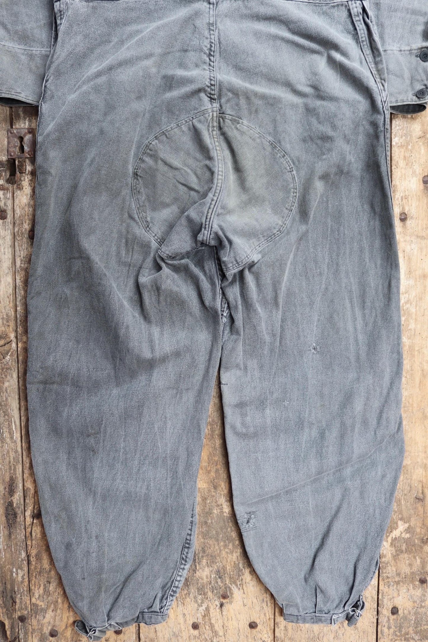 Vintage 1950s Swedish workwear coveralls - black cotton overalls - military tank crew mechanic - 46” x 38” x 29”