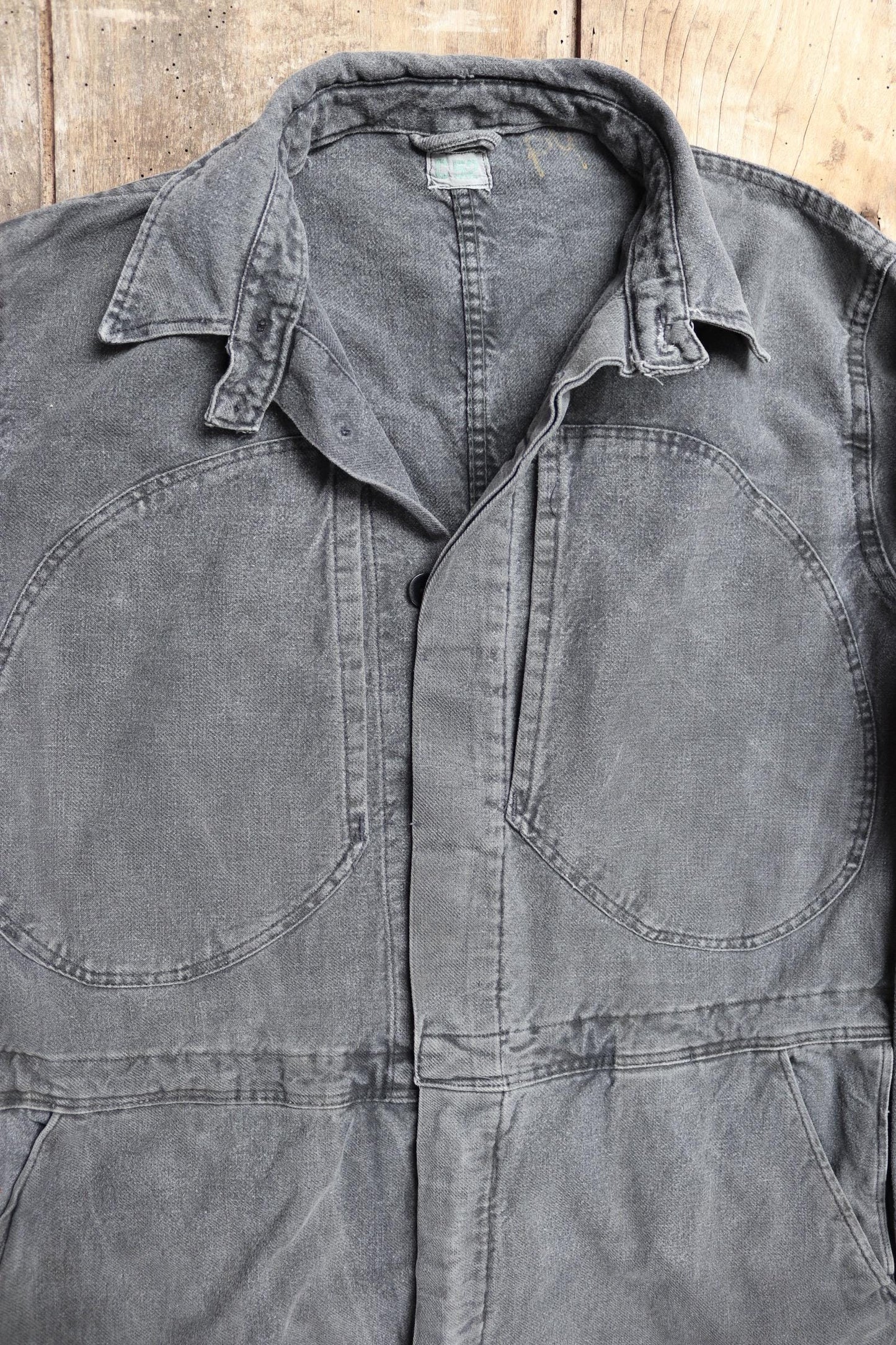 Vintage 1950s Swedish workwear coveralls - black cotton overalls - military tank crew mechanic - 46” x 38” x 29”