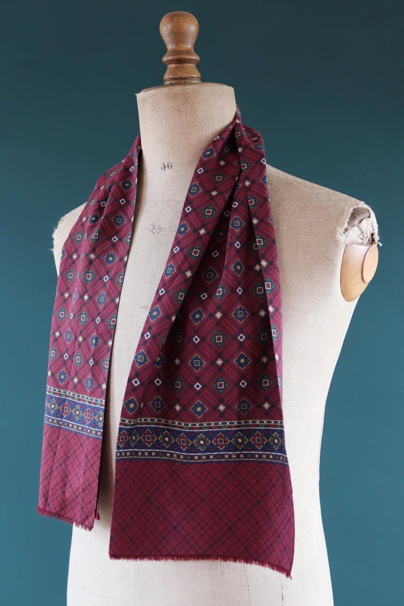 Vintage Italian scarf - silk and wool - mod style - Goodwood - wedding attire