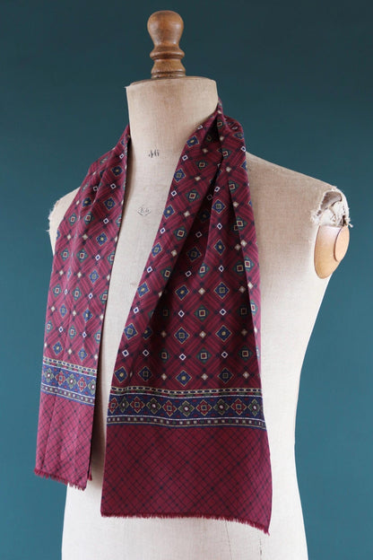 Vintage Italian scarf - silk and wool - mod style - Goodwood - wedding attire