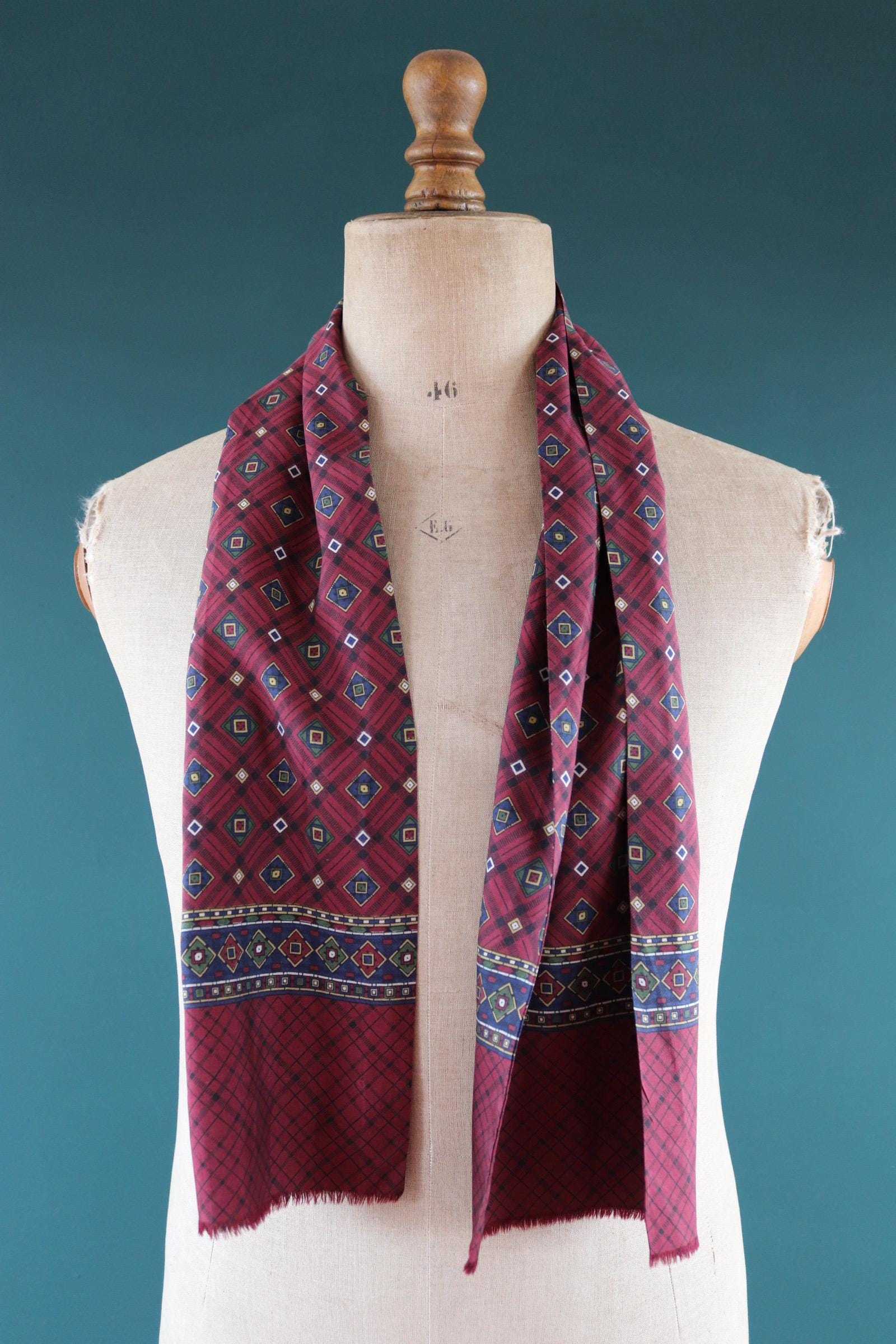 Vintage Italian scarf - silk and wool - mod style - Goodwood - wedding attire
