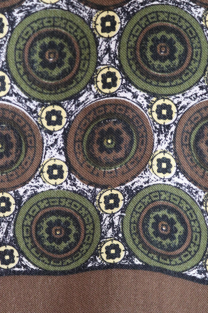 Vintage mens neck scarf - wool and silk - brown and green - Goodwood festival - wedding attire