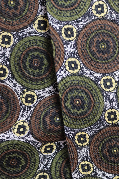 Vintage mens neck scarf - wool and silk - brown and green - Goodwood festival - wedding attire