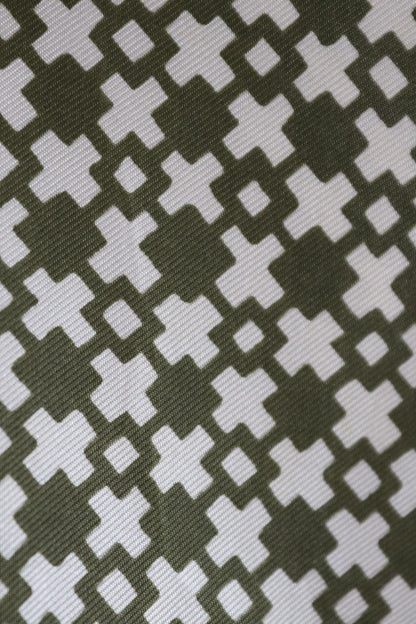 Vintage mens neck scarf - green and cream - mod style - Goodwood festival - wedding attire