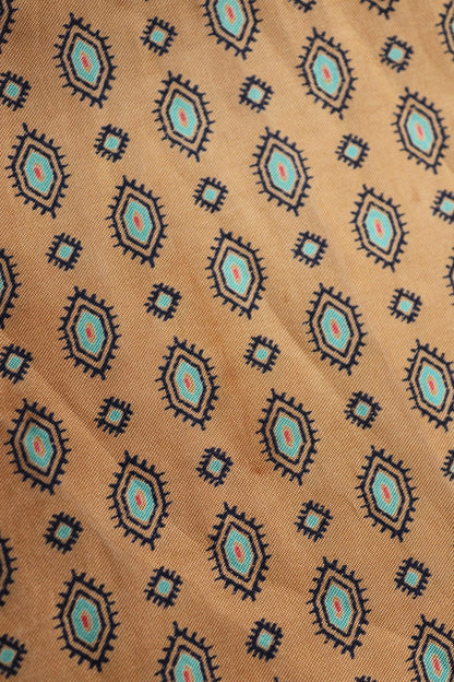 Vintage mens neck scarf - ochre and turquoise - mod style - Goodwood festival - wedding attire
