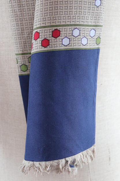 Vintage mens neck scarf - taupe and navy blue - mod style - Goodwood festival - wedding attire