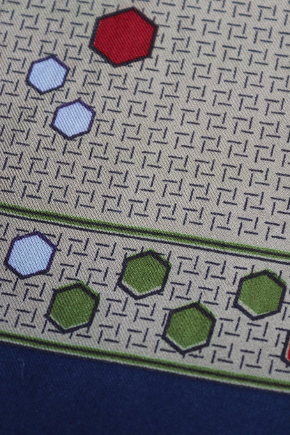 Vintage mens neck scarf - taupe and navy blue - mod style - Goodwood festival - wedding attire