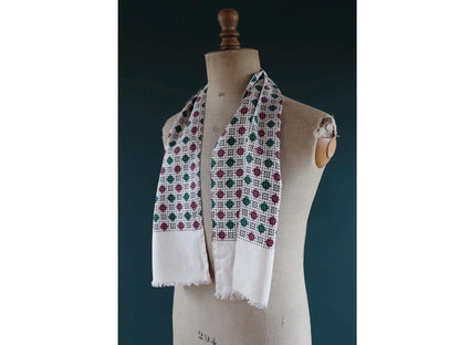Vintage mens neck scarf - pink and green - mod style - Goodwood festival - wedding attire