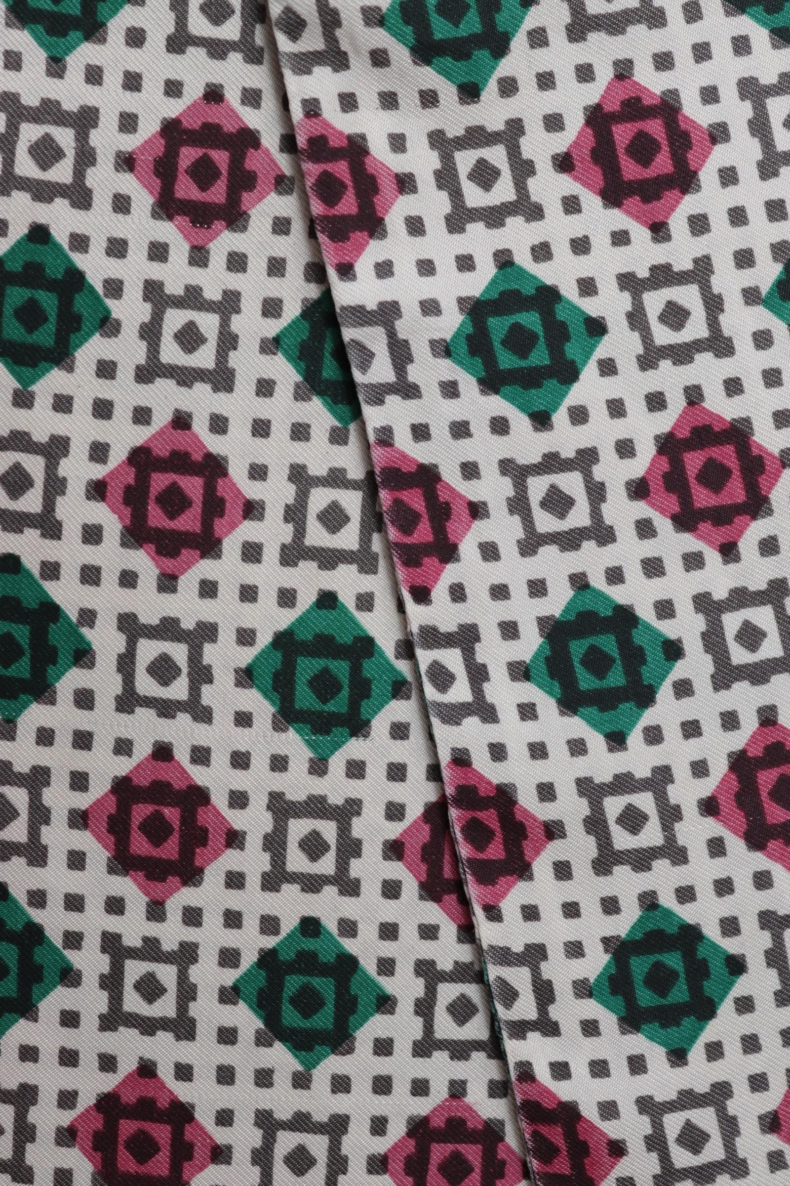 Vintage mens neck scarf - pink and green - mod style - Goodwood festival - wedding attire