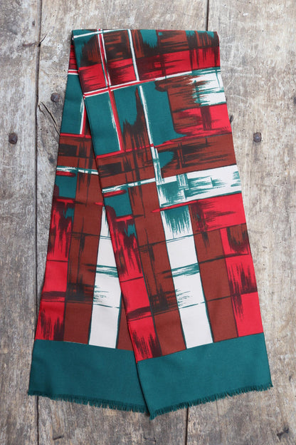 Vintage mens neck scarf - green and red - mod style - Goodwood festival - wedding attire