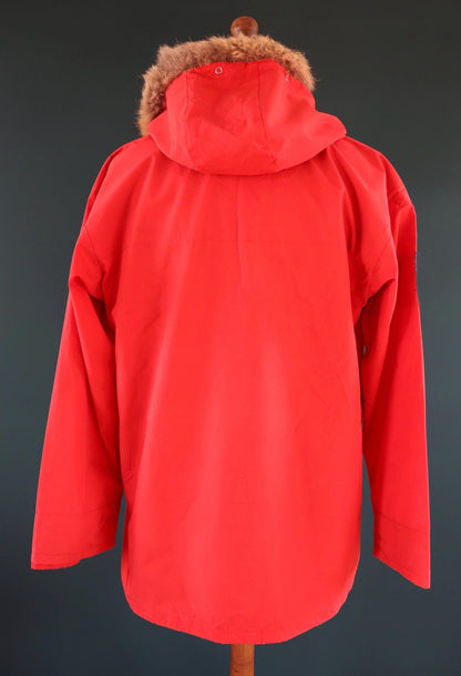 Vintage 1970s 80s red Norwegian smock - hiking anorak - 48” chest