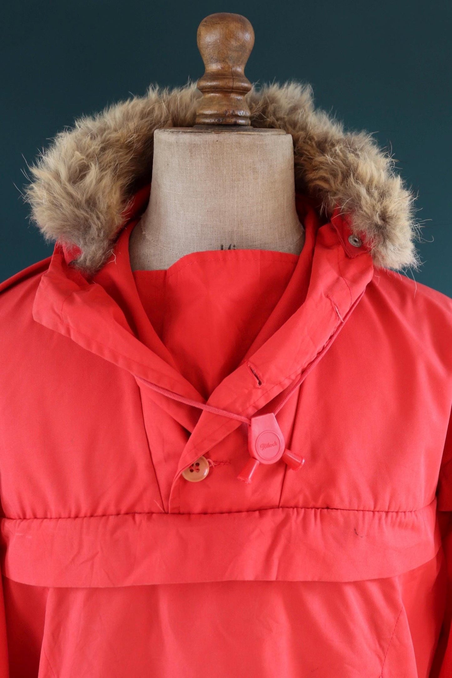 Vintage 1970s 80s red Norwegian smock - hiking anorak - 48” chest