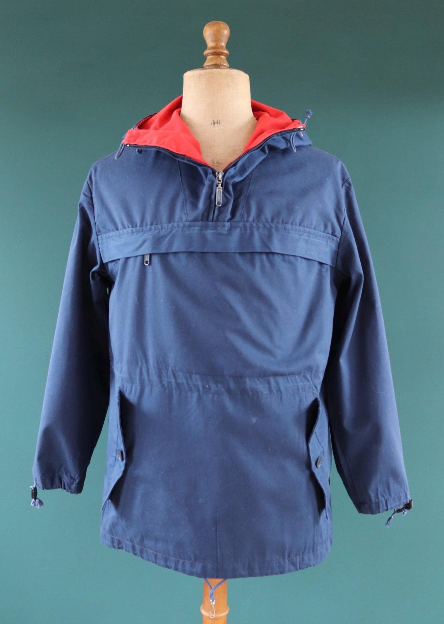 Vintage 1970s 80s blue Norwegian smock - skiing anorak - 44” chest