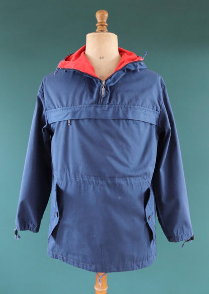 Vintage 1970s 80s blue Norwegian smock - skiing anorak - 44” chest