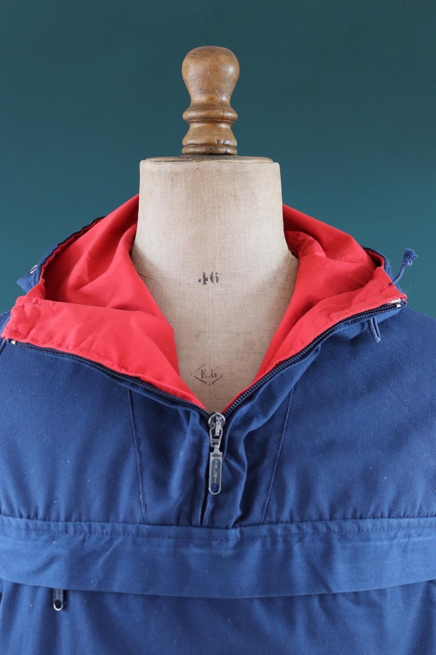 Vintage 1970s 80s blue Norwegian smock - skiing anorak - 44” chest