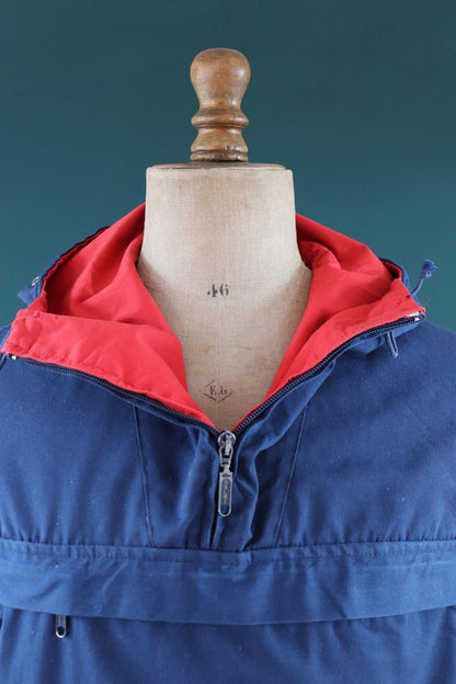 Vintage 1970s 80s blue Norwegian smock - skiing anorak - 44” chest