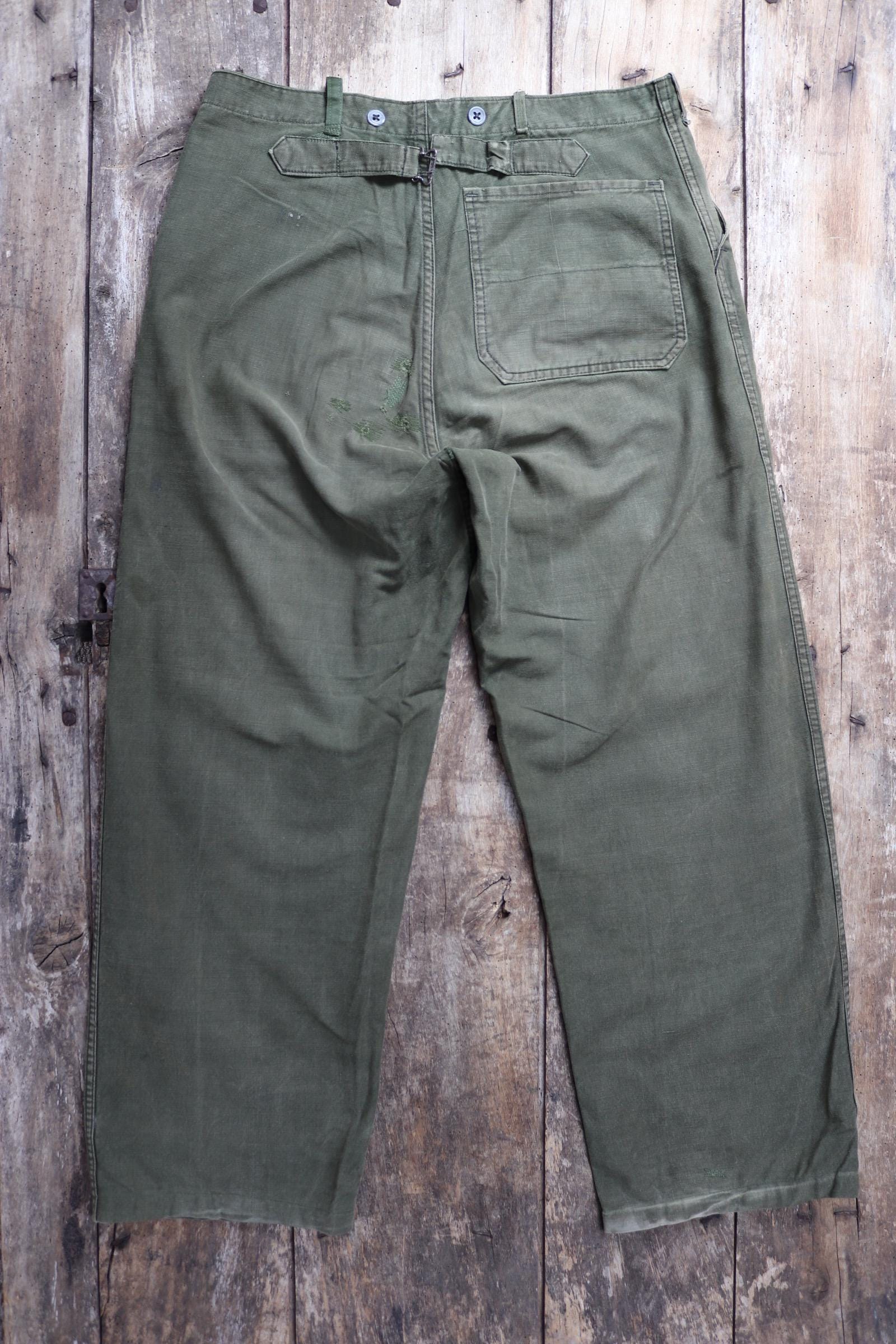 Vintage 1940s 50s Swedish army trousers - military workwear - cotton twill buckle back pants - utility field chore - 34” x 30”