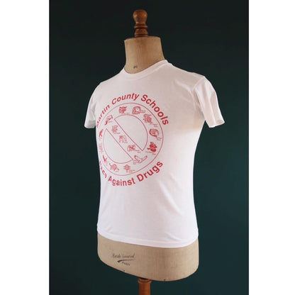 Vintage 1980s 90s anti drugs t shirt - school logo print - 36” chest