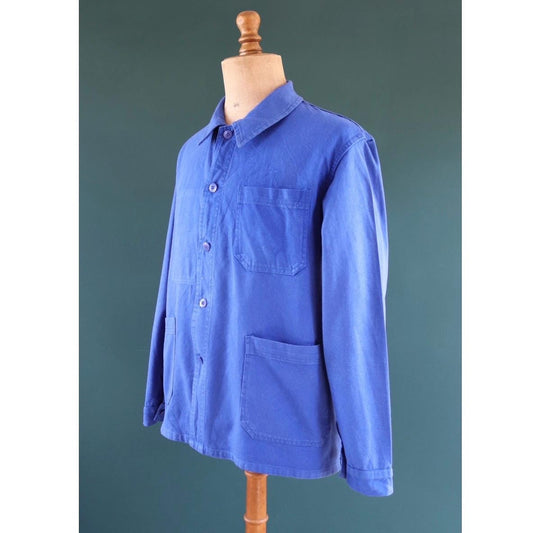 Vintage French blue workwear jacket - 1960s chore coat - cotton twill - 46” chest - bleu de travail - Bill Cunningham