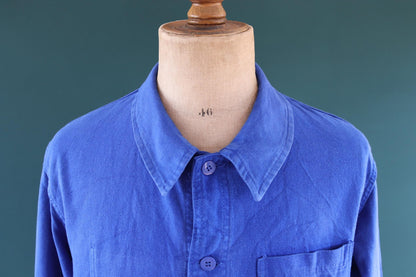 Vintage French blue workwear jacket - 1960s chore coat - cotton twill - 46” chest - bleu de travail - Bill Cunningham