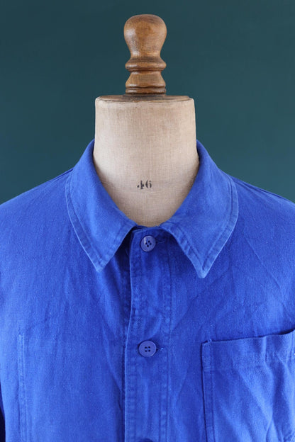 Vintage French blue workwear jacket - 1960s chore coat - cotton twill - 46” chest - bleu de travail - Bill Cunningham