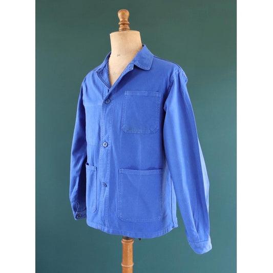 Vintage French blue workwear jacket - 1960s chore coat - cotton twill - 43” chest - bleu de travail - Bill Cunningham