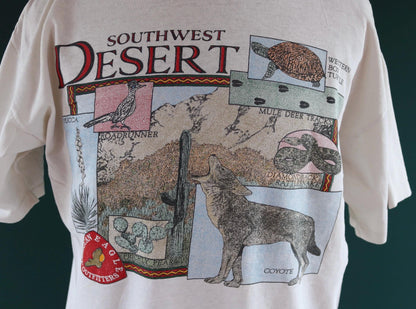 Vintage 1990s Southwest Desert t shirt - coyote print - nature design - 46” chest